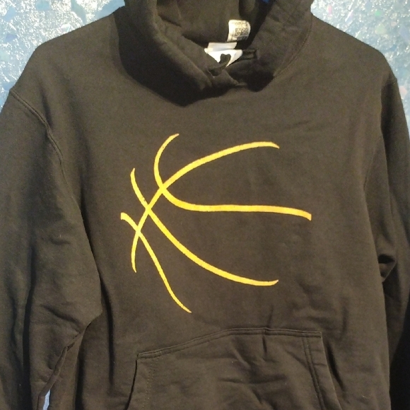Black Hoodie with Orange Basketball Design - Picture 3 of 10